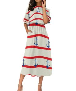 Nautical Print Anchor Dress Sl21